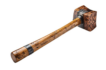 Wooden hammer used in carpentry. Accessories for working with a chisel in wood isolated on PNG Background. Generative Ai.