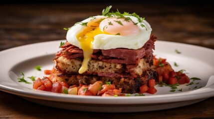 Breakfast stack savory corned beef hash