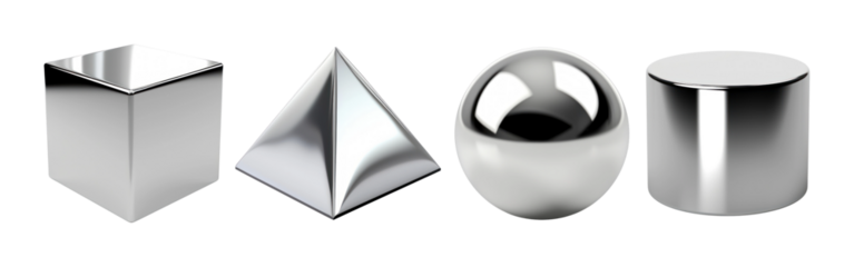 3D shape Chrome Material png on transparent background