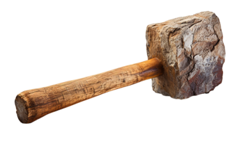 Wooden hammer used in carpentry. Accessories for working with a chisel in wood isolated on PNG Background. Generative Ai.