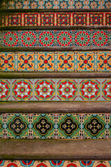 Vertical of vibrant painted wooden steps in Istanbul, Turkey