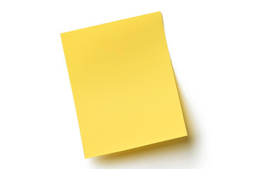 Yellow sticky post it note isolated on transparent or white background 