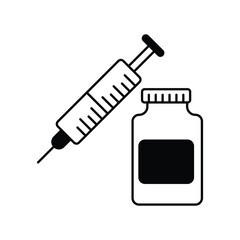 vaccine icon with white background vector stock illustration
