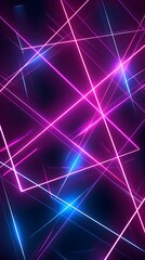 Geometric Pattern in Neon Lights on Dark Background