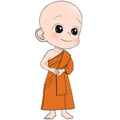 Cute buddhist monk cartoon