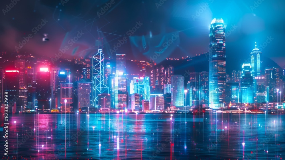 Poster smart network and connection technology concept,