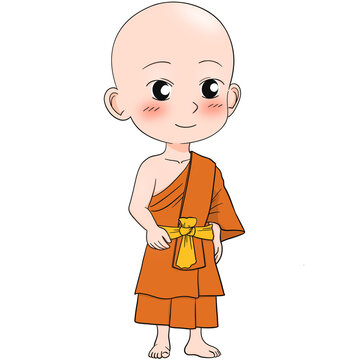 Cute buddhist monk cartoon