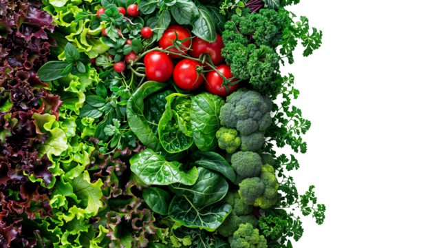 Different vegetables isolated on a white background with space for text