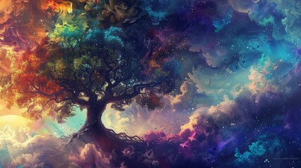 Fototapeta premium National symbols, American identity, luminous fantasy illustrations with vibrant hues, photomontage, VFX