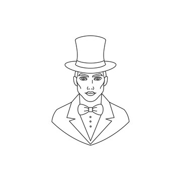 recommend clip art:  Man magician in line art style. Sorcerer on white background.