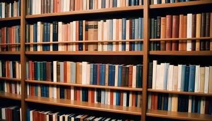 row of books, The shelf of intellectual knowledge with books.