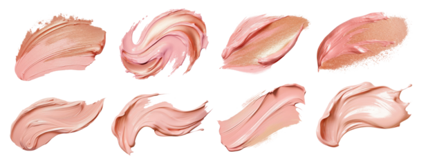 Metallic glitter rose gold pastel paint brushstroke png on transparent background