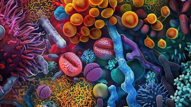 Detailed view of bacteria under a microscope