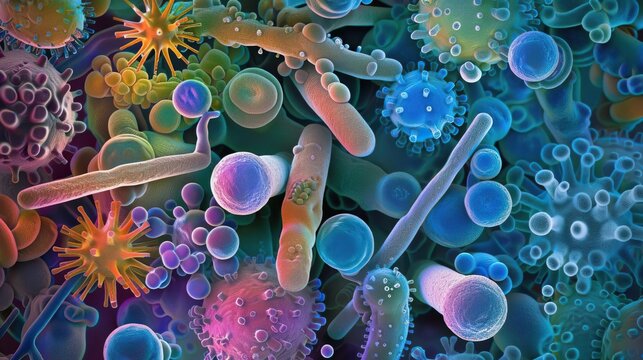 Detailed view of bacteria under a microscope