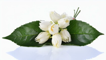 Closeup white jasmine flower on white background