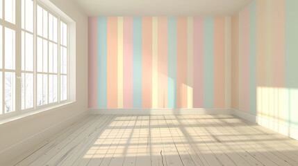 Obraz premium Pastel striped walls and light floors