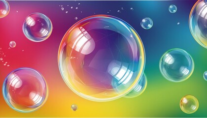  rainbow Iridescent soap bubble on multicolored blur background