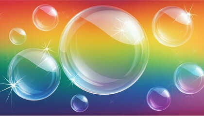  rainbow Iridescent soap bubble on multicolored blur background