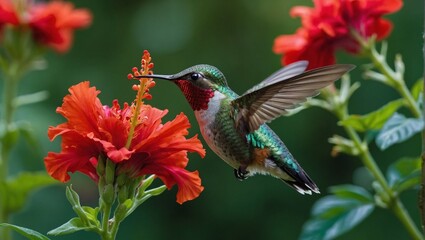 Fototapeta premium hummingbird feeding on flower