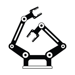 Industrial robotic arm manufacturing automation technology, factory assembly robot machine, black and white color