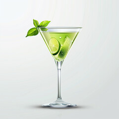 Refreshing Alcoholic Cocktail with Citrus and Mint