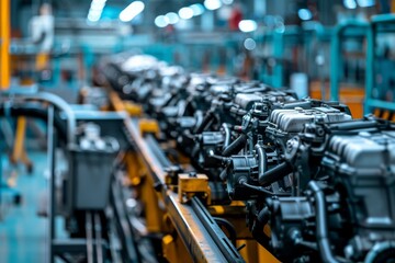 Obraz premium Engine manufacturing process on the automotive assembly line