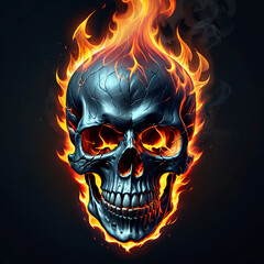 skull in flames