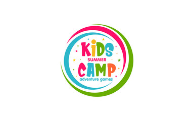Illustration vector graphic of kids summer camp adventure logo design template 01