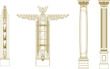 Sketch illustration vector drawing of classic old column design vintage roman greek european detail