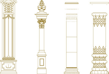 Sketch illustration vector drawing of classic old column design vintage roman greek european detail 