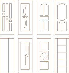 Vector illustration sketch of modern minimalist teak wood door design for home and office