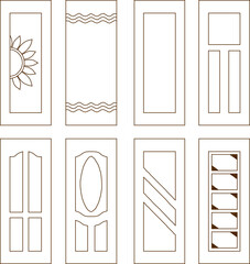 Vector illustration sketch of modern minimalist teak wood door design for home and office