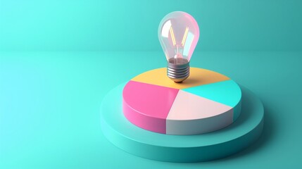 3D financial growth chart with a target vibrant flat clear background ample text space modern design