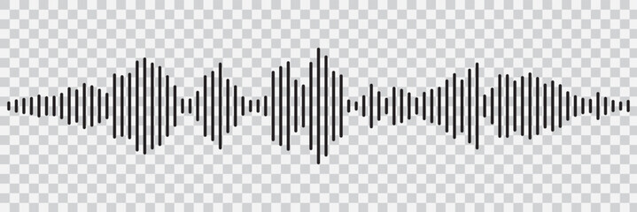 Set of radio Wave icon. Monochrome simple sound wave on transparent background. Vector sound wave icon. Music player sound bar. Record interface. Equalizer icon with soundwave line. used for mobile.