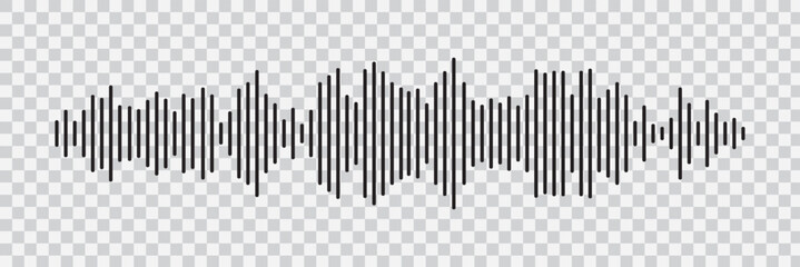 Set of radio Wave icon. Monochrome simple sound wave on transparent background. Vector sound wave icon. Music player sound bar. Record interface. Equalizer icon with soundwave line. used for mobile.