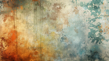 An abstract grunge background with a mix of faded colors and gritty textures, perfect for adding