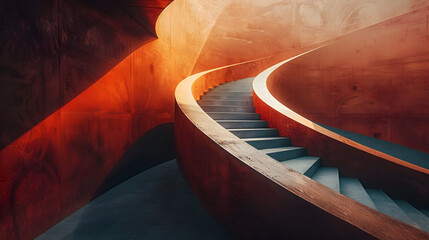 A photo featuring minimalist lines and curves seen from above, creating an intriguing composition of abstract shapes. Highlighting the contrast between light and shadow, while surrounded by geometric