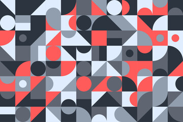 Dynamic geometric design with a striking combination of red, grey, black, and white elements