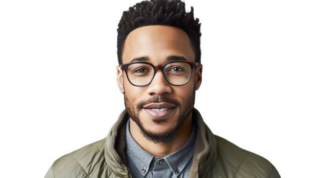 Portait of smiling african american man on transparent background.
 - Powered by Adobe