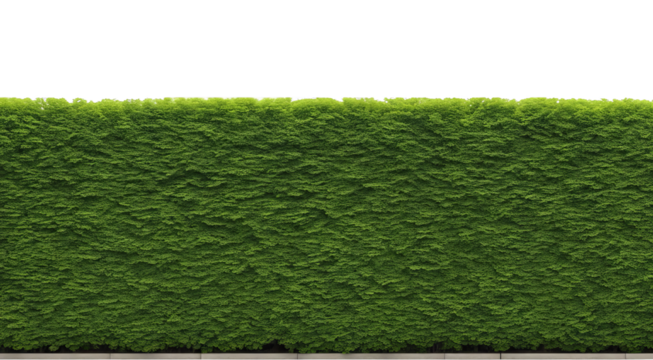Green hedge along a sidewalk, garden designs, and landscaping visuals isolate on transparent background, cutout, png