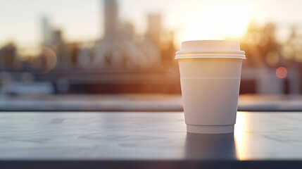 Coffee Cup in Urban Morning Light