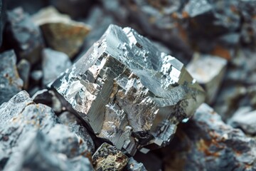 This image highlights the geometric shapes and reflective surface of a crystal mineral, displaying its unique and natural geometric beauty