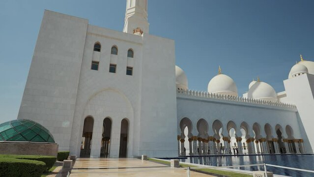 Tourist Hall inside Sheikh Zayed Grand Mosque on a sunny day in Al Rawdah, Abu Dhabi, UAE