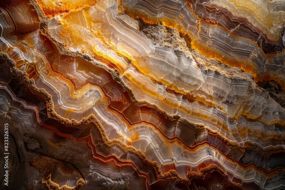 Poster this image showcases the beautiful natural patterns and vibrant colors found in a banded agate stone