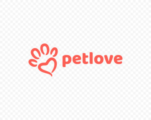 Heart shaped paw print vector logo design © artsterdam