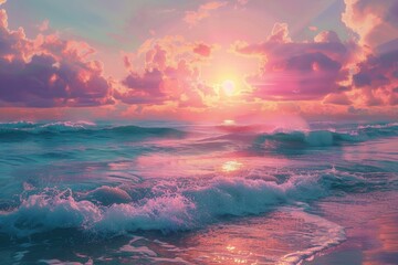 Sunset Beaches in Retrowave Warm Colors

