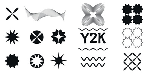 set of abstract element y2k. vector illustration