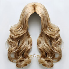 Natural looking long hair cut  blonde wig isolated on white background