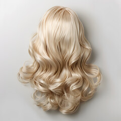 Naklejka premium Natural looking long hair cut blonde wig isolated on white background