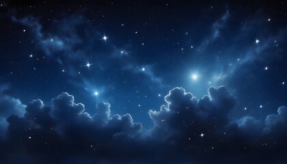 A serene, cloudless night sky filled with countless twinkling stars and a bright moon. Concept of a starry night